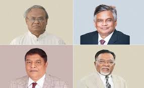রুহুল কবির রিজভী, আমান উল্লাহ আমান (ওপরে বাঁ থেকে ), ফরহাদ হালিম (ডোনার), মো. ইসমাইল জবিউল্লাহ (নিচে বাঁ থেকে)